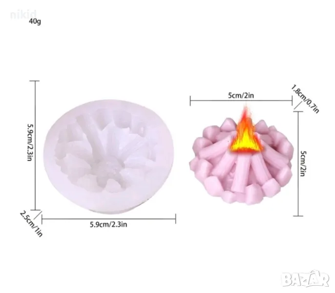 3d огън пръчки съчки пожар купчина силиконов молд форма фондан шоколад смола декор гипс, снимка 1