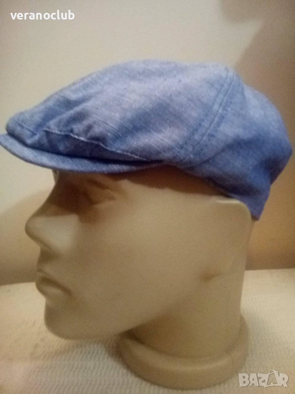 Син мъжки каскет 57/58, снимка 1