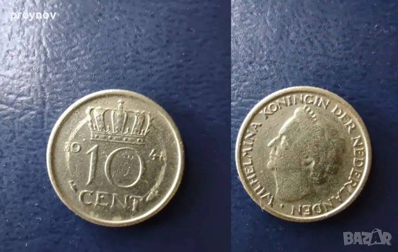 MINT ERROR-10 цента Нидерландия 1948г., снимка 1