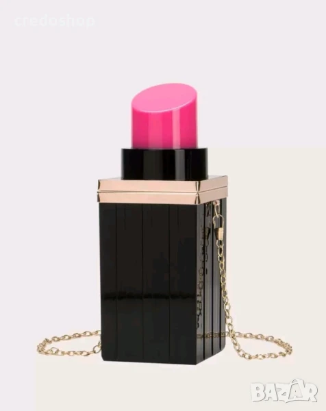 Мини дамска чанта за парти, елегантна дизайнерска, във форма на червило, снимка 1