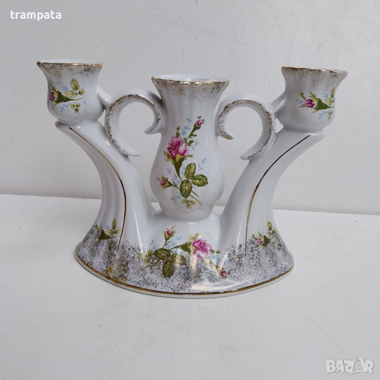 НАЙ ДОБРАТА ОФЕРТА Стар порцеланов свещник , снимка 1