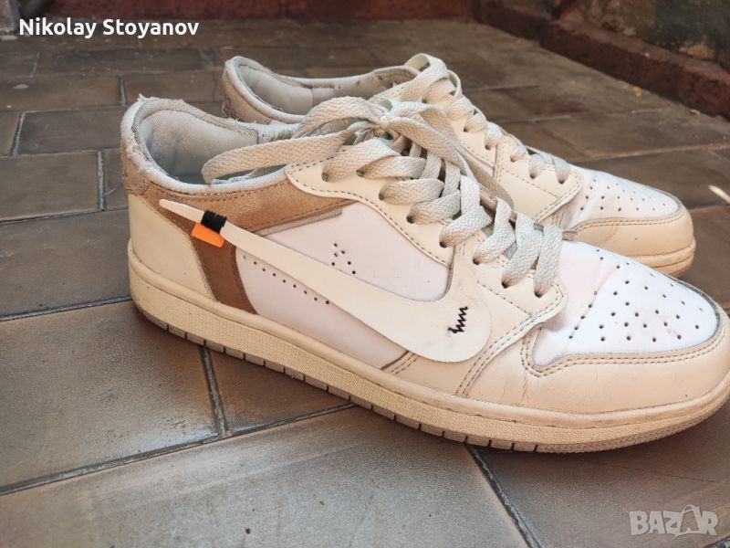 beige brown custom low air jordan 1x, снимка 1