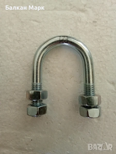 U образен-болт скоба 3/4", 8 мм – поцинкован + 4 гайки, снимка 1