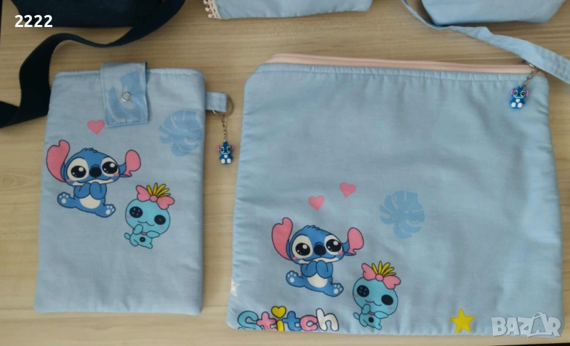  Текстилна папка ,голям несесер Стич за учебници , лаптоп и др., снимка 1