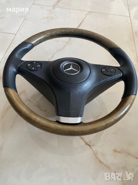 Махагонов волан с кожен Airbag Mercedes CLS W219 Facelift, снимка 1