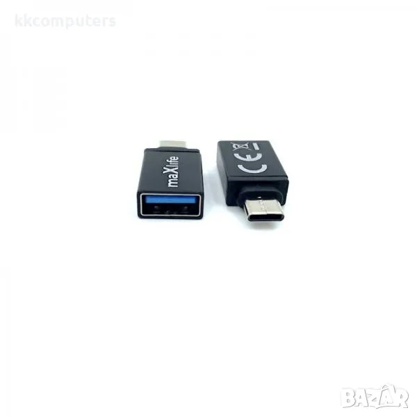 Адаптер / преходник MaXlife / Черен / от USB към Type-C Баркод : 2403818, снимка 1