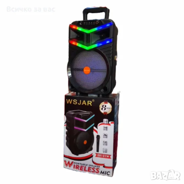 Преносима безжична тонколона с мощен звук и LED ефекти WSJAR E8131W, снимка 1