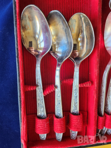 прибори от мелхиор, дълбоко послебрени, тежки, мод.Флора, СССР, 24 бр., снимка 2 - Прибори за хранене, готвене и сервиране - 53706262