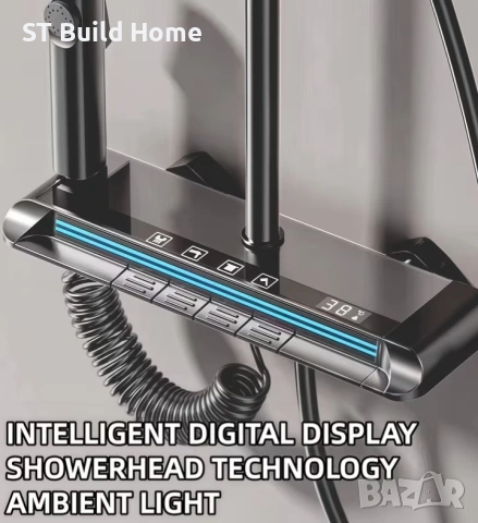 🌟 Цифров душ комплект с LED дисплей и амбиентно осветление – STBuildHome 🌟, снимка 2 - Душове - 53623296