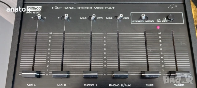 Смесителен пулт Vivanco MX-650 made in Japan , снимка 3 - Ресийвъри, усилватели, смесителни пултове - 51268885