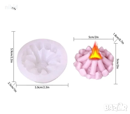 3d огън пръчки съчки пожар купчина силиконов молд форма фондан шоколад смола декор гипс, снимка 1 - Форми - 48606256
