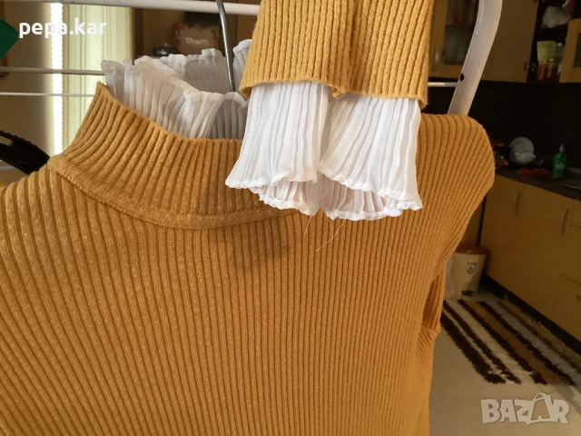 Блузи ,цвят горчица,S-M размер с къс  и дълъг ръкав, снимка 2 - Блузи с дълъг ръкав и пуловери - 53578414