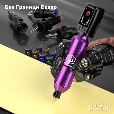 Нов Безжичен комплект за татуиране с 2300mAh батерия 20 игли мастила и кожа за тренировка, снимка 2 - Други - 54045651