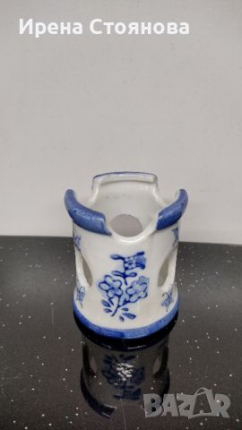 💙Поставка за чаена свещ ръчно рисувана, стил Delft , снимка 1 - Други - 45147687