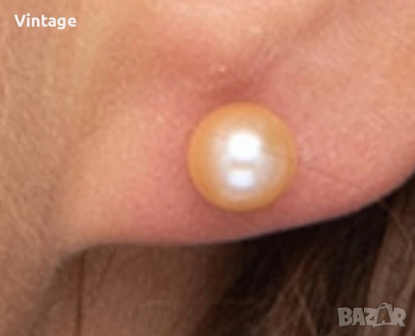 Вечна класика! Златни обеци с розови перли Акоя , снимка 4 - Обеци - 53429679