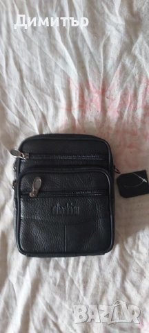 Продавам мъжка черна чанта от естествена кожа с четири отделения с цип размери 19на16на5сантиметра., снимка 5 - Чанти - 50823998
