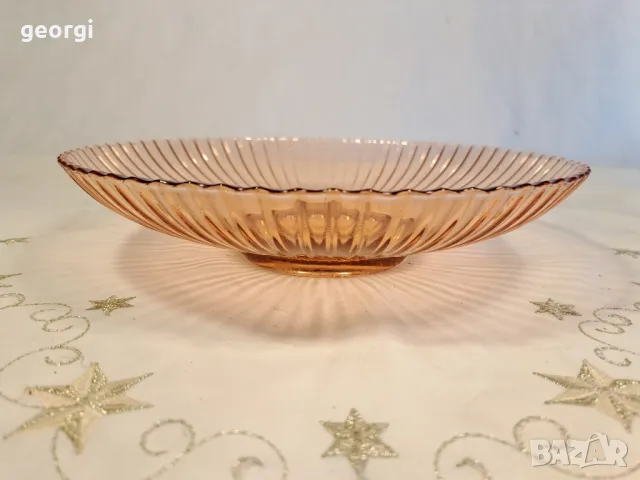 стъклена купа фруктиера от розово стъкло 25/5