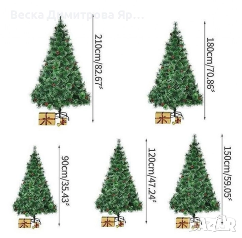 Елха естествено зелена с шишарки, снимка 7 - Декорация за дома - 52658940