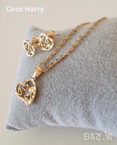 Колие и обеци комплект,медицинска стомана, снимка 2 - Бижутерийни комплекти - 52813829