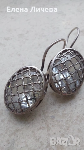 Сребърни обеци с циркони 