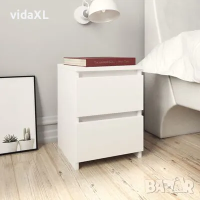 vidaXL Нощни шкафчета, 2 бр, бели, 30x30x40 см, инженерно дърво(SKU:800514), снимка 2 - Шкафове - 48631798