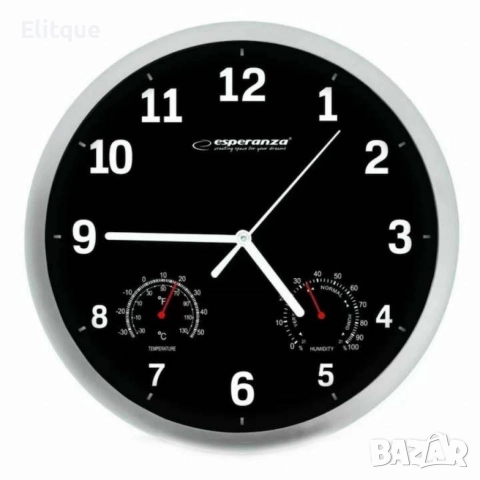 Часовник стенен Lyon, 25см., големи цифри, кварц, черен, бял, снимка 5 - Стенни часовници - 52843031