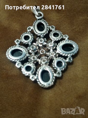 Сребърна висулка с оникс, снимка 4 - Колиета, медальони, синджири - 45332251