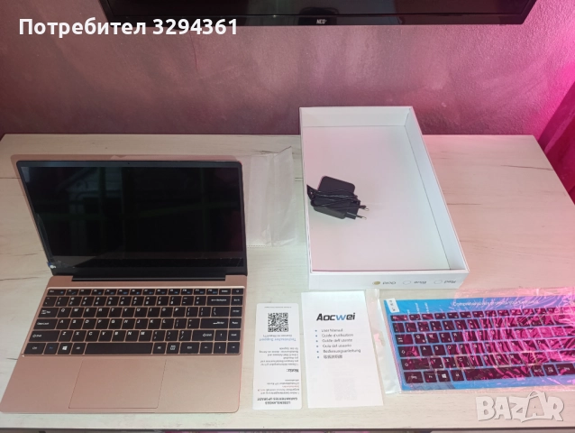 Aocwei A5 14-инчов лаптоп 6GB DDR4, 256GB SSD, 1TB Expand, Celeron N4020, Win 11 Dual WiFi, Gold, снимка 6 - Лаптопи за работа - 51626234