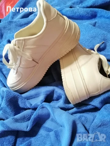 Кожени кецове на платформа/цвят екрю , снимка 3 - Кецове - 50983809