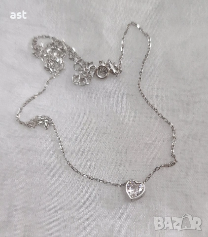 Много нежно сребърно колие Сърце, снимка 4 - Колиета, медальони, синджири - 53944537