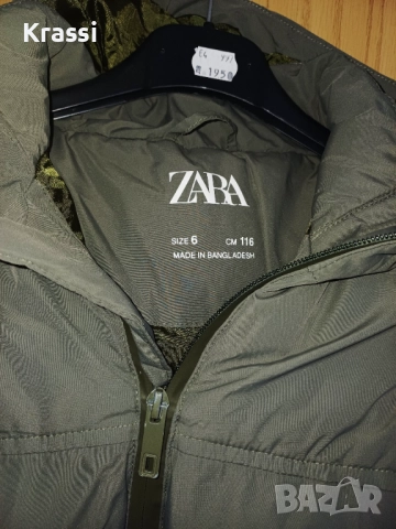Zara зимно детско яке в зелено 116, снимка 3 - Детски якета и елеци - 52671419
