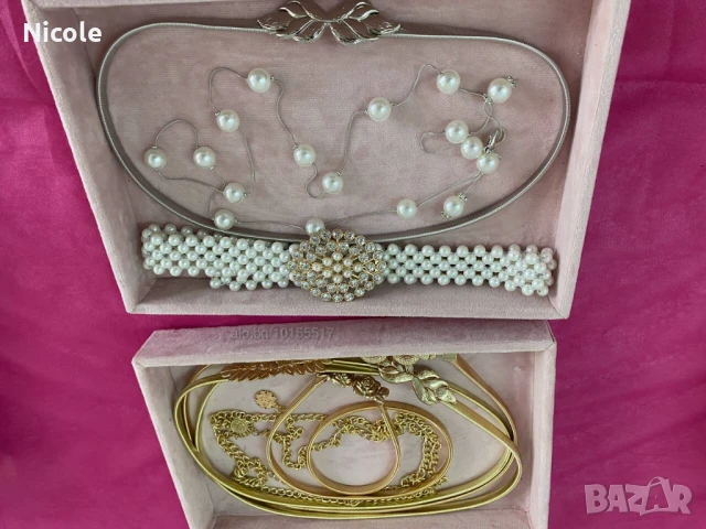 Уникални дамски колани-златни, сребърни, перлени, еластични, с регулиране на закопчаването, снимка 2 - Колани - 50830001