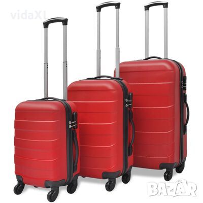 vidaXL Комплект твърди куфари от три части червен 45,5/55/66 см(SKU:91143