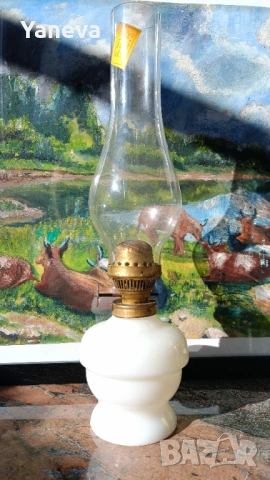 Порцеланова, българска, стара газена лампа от СОЦА. , снимка 5 - Настолни лампи - 53074607