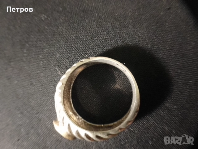 сребърен пръстен със злато и аметист, снимка 3 - Пръстени - 52997259