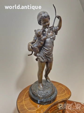 Уникална антикварна бронзова френска фигура статуетка скулптура , снимка 4 - Антикварни и старинни предмети - 53160938