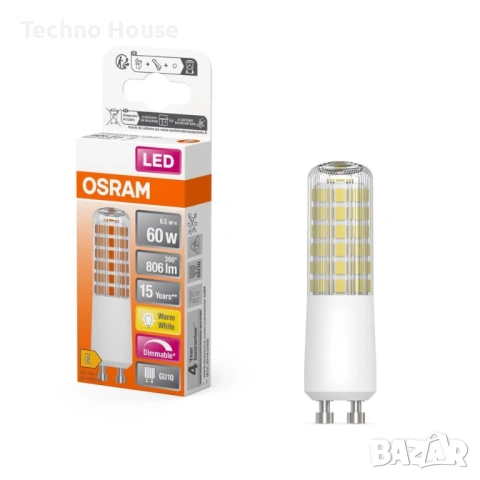LED крушка Osram GU10, форма на крушката, специална, тънка, димируема, като 60W, 2700K, топло бяла , снимка 2 - Крушки - 54245291