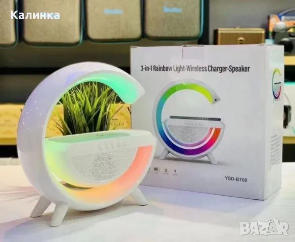 Тонколона с LED светлинки и станция за безжично зареждане / Лампа-зарядно с LED светлини и тонколона, снимка 1 - Тонколони - 47031313