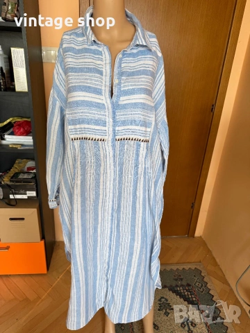 Кафтан( дълга рокля тип туника) 100% лен Lemem&H&M, размер M/L/XL