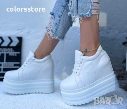 Кецове на платформа - бели - SJN56