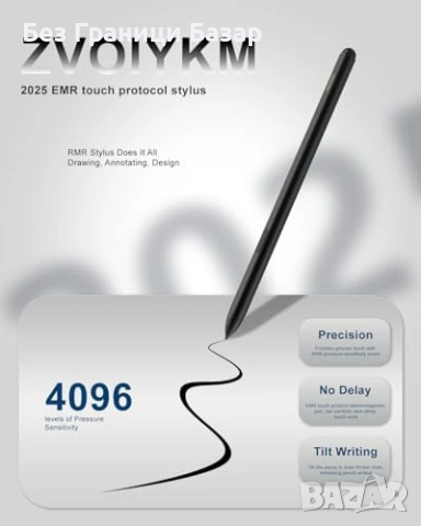 Нов Магнитен EMR стилус 4096 нива, tilt, palm rejection, 5 накрайника