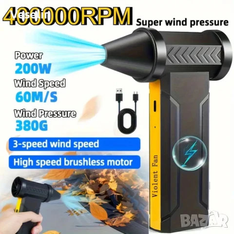 Високоскоростен, безжичен, ръчен вентилатор, снимка 1