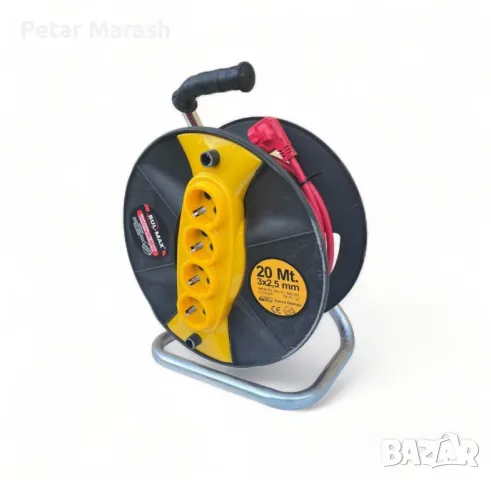 Удължител с макара Bul-Max 30m, 4 гнезда, 3×2,5 mm, транспортна дръжка, снимка 3 - Други инструменти - 50367194