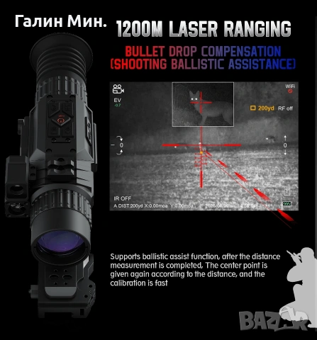 Нощен прицел с балистичен калкулатор , снимка 4 - Друга електроника - 54122596
