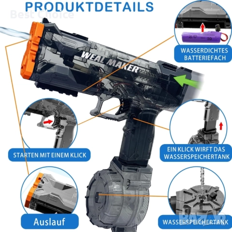 Електрически воден пистолет Weal Maker, снимка 4 - Електрически играчки - 52542454
