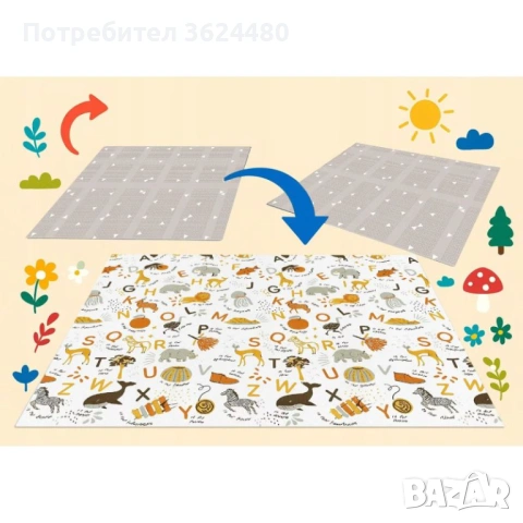 Преносимо бебешко килимче 160х180 см сгъваемо 4854, снимка 9 - Други стоки за дома - 53307132