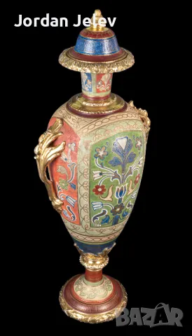 Рядка 100 годишна ваза от Franz Anton Mehlem- Royal Bonn., снимка 6 - Вази - 50295157