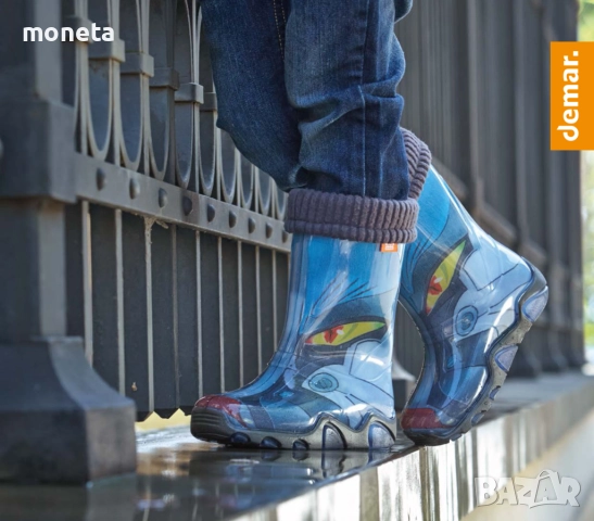 39,90лева (20,40 euro) DEMAR: Нови детски Гумени ботуши с Топло чорапче. Размери 20-35. РОБОТИ, снимка 2 - Бебешки боти и ботуши - 51686684