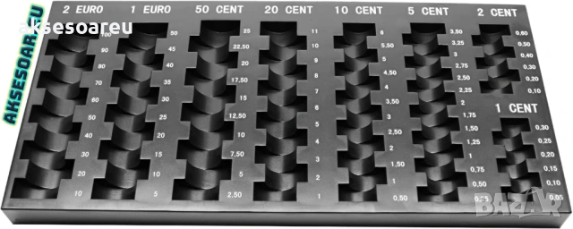 Органайзер за Сортиране на Евро Монети - Издръжлив Пластмасов Поднос с Множество Отделения за 2€, 1€, снимка 14 - Нумизматика и бонистика - 53370367