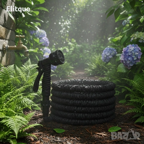 Гъвкав разтеглив градински маркуч 30м – Пълен комплект с пистолет (7 функции) и конектори на едро , снимка 2 - Други инструменти - 53401844